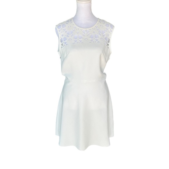 Sandro Paris - White Laser Cut Peace Love Sign Cocktail Dress Size 2 - Picture 1 of 10